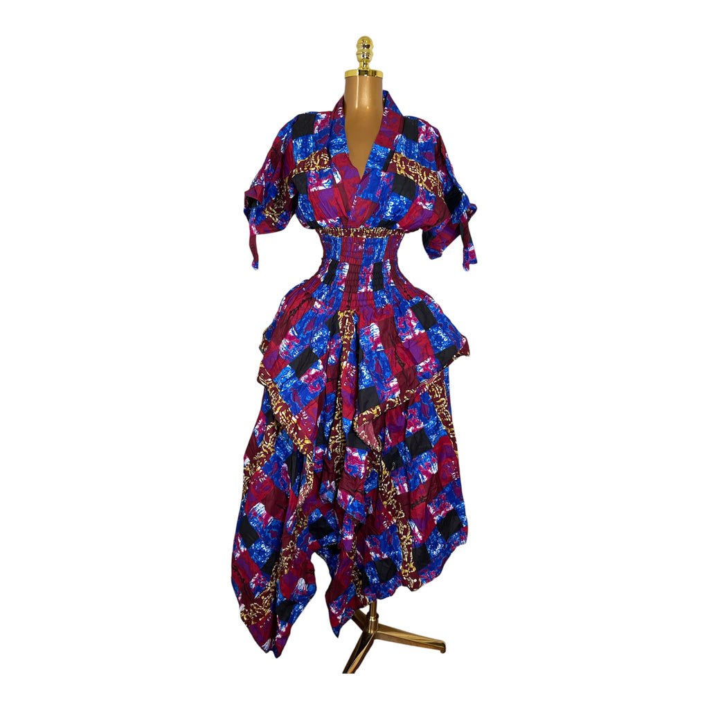 LOLA HANDKERCHIEF SKIRT DRESS WITH SHORT SLEEVES