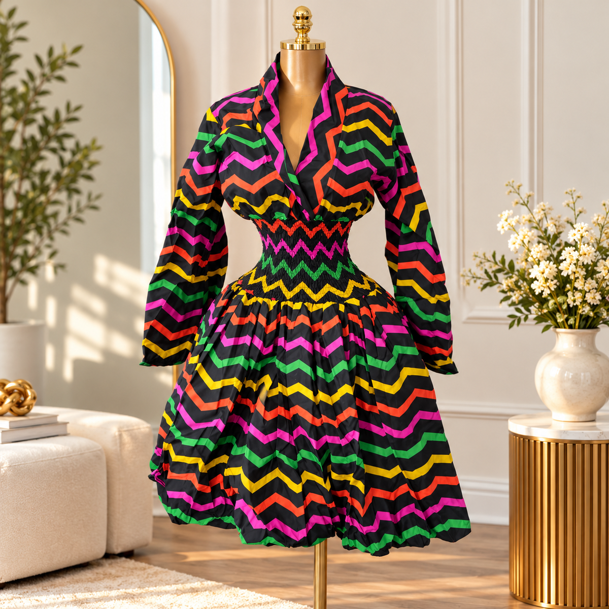 ASHANTI ANKARA KIMONO SMOKED DRESS