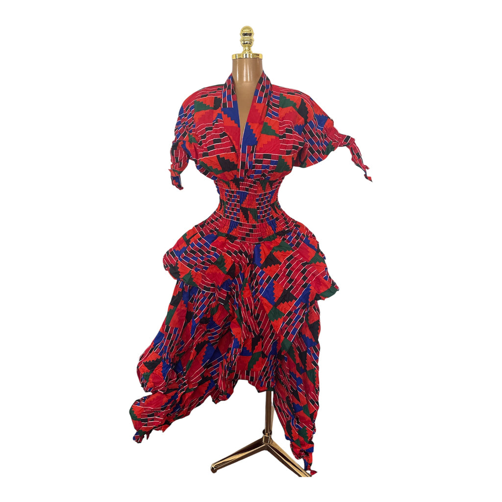 LOLA HANDKERCHIEF SKIRT DRESS WITH SHORT SLEEVES