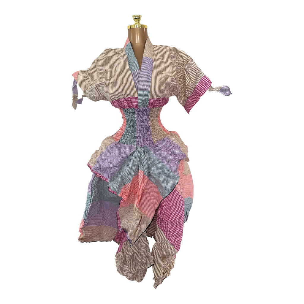 LOLA HANDKERCHIEF SKIRT DRESS WITH SHORT SLEEVES