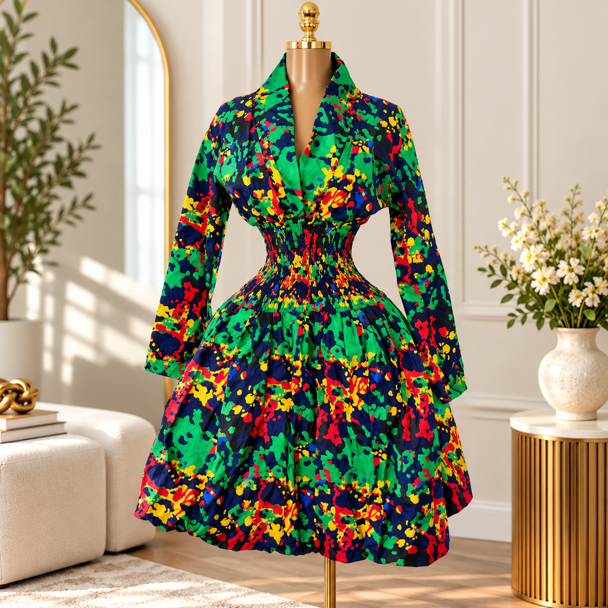 ASHANTI ANKARA KIMONO SMOKED DRESS