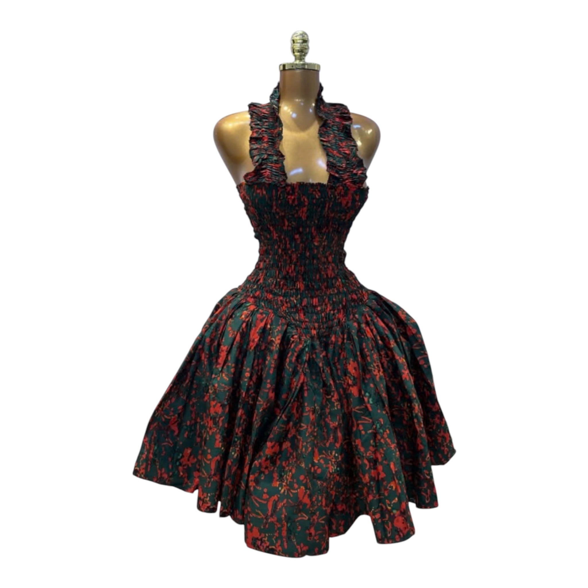 LOLA HALTER NECK SMOKED DRESS