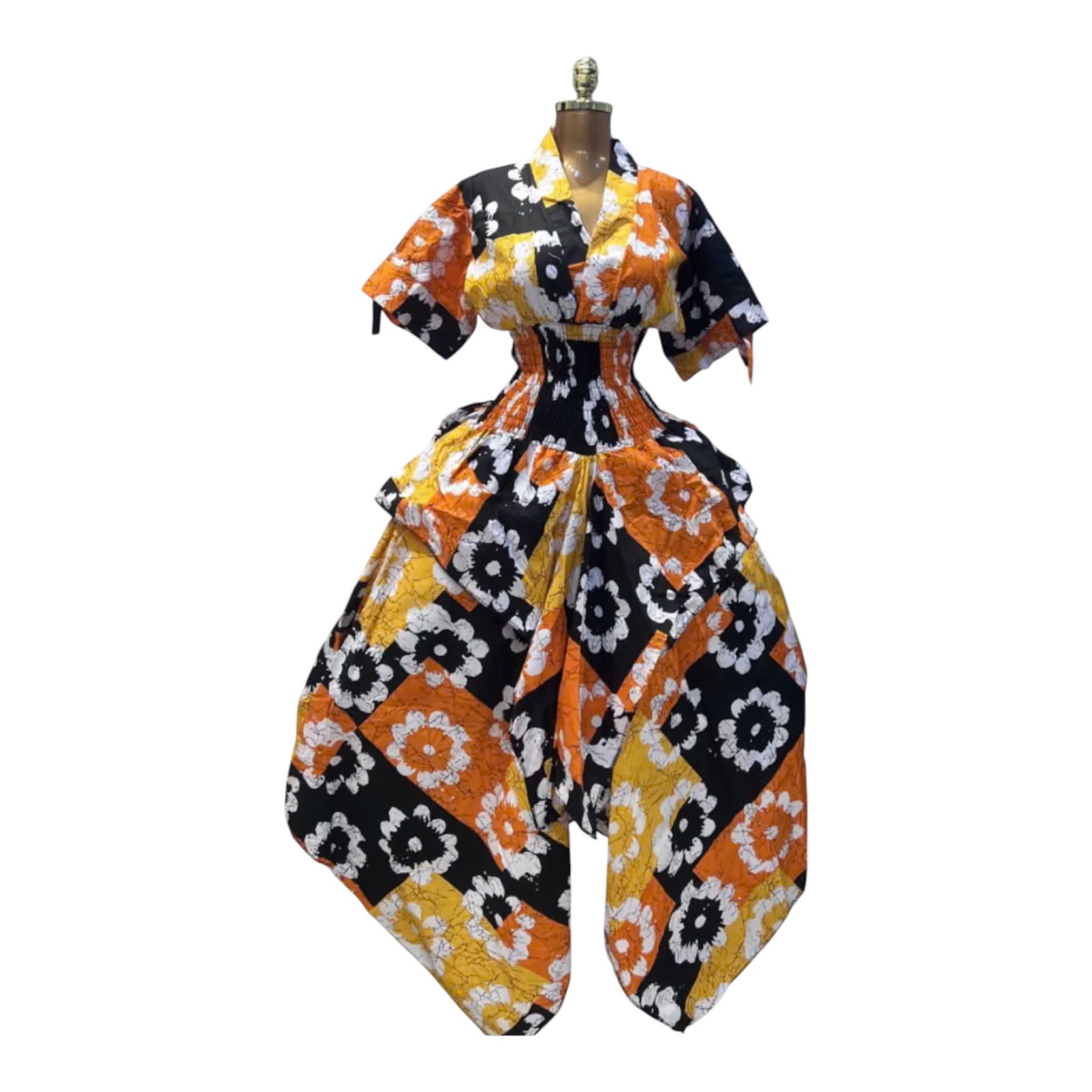 LOLA HANDKERCHIEF SKIRT DRESS WITH DRAWSTRINGs