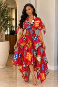 LOLA HANDKERCHIEF SKIRT DRESS WITH SHORT SLEEVES