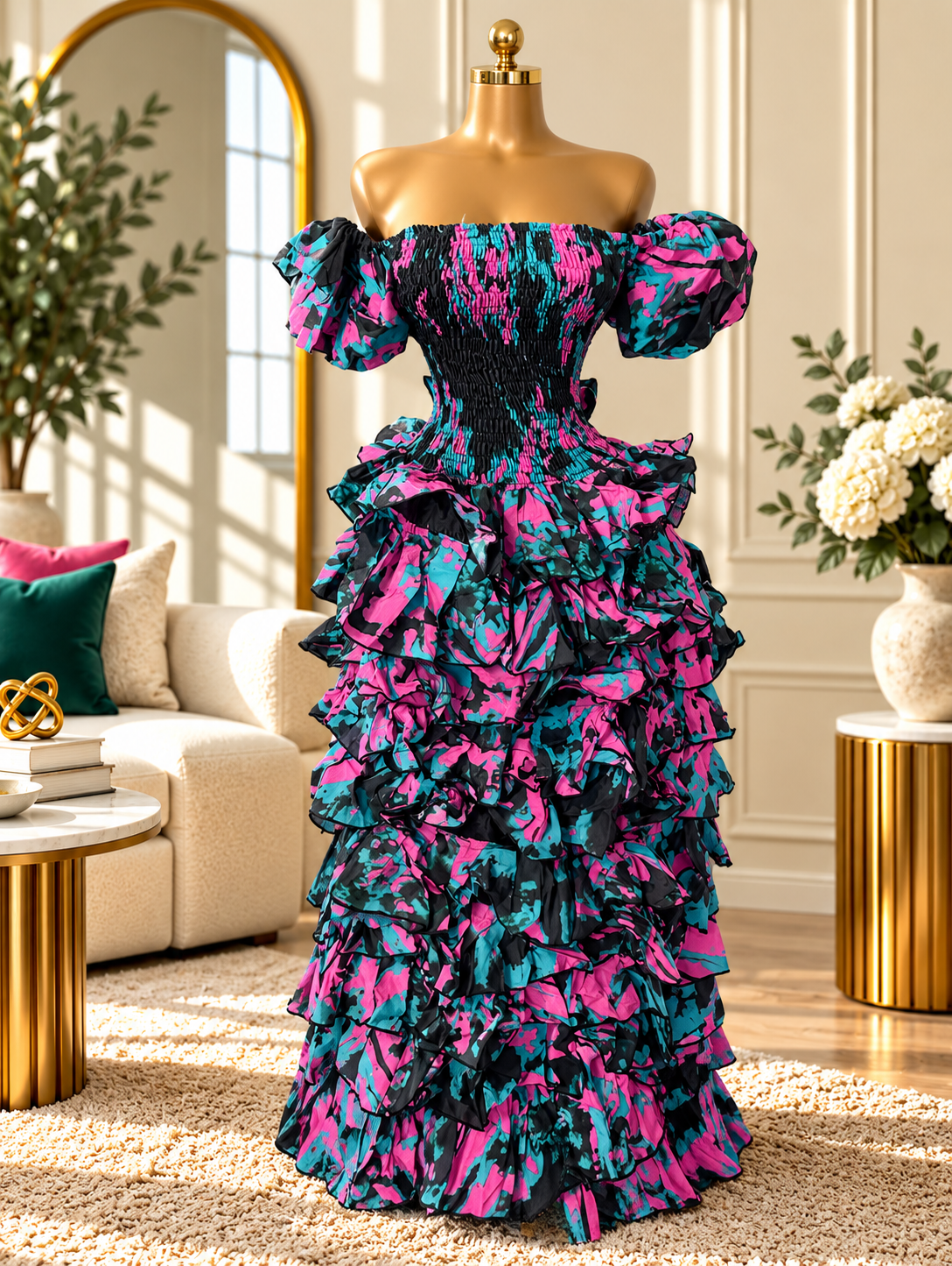 IYABO 9 steps OFF-SHOULDER Ankara dress