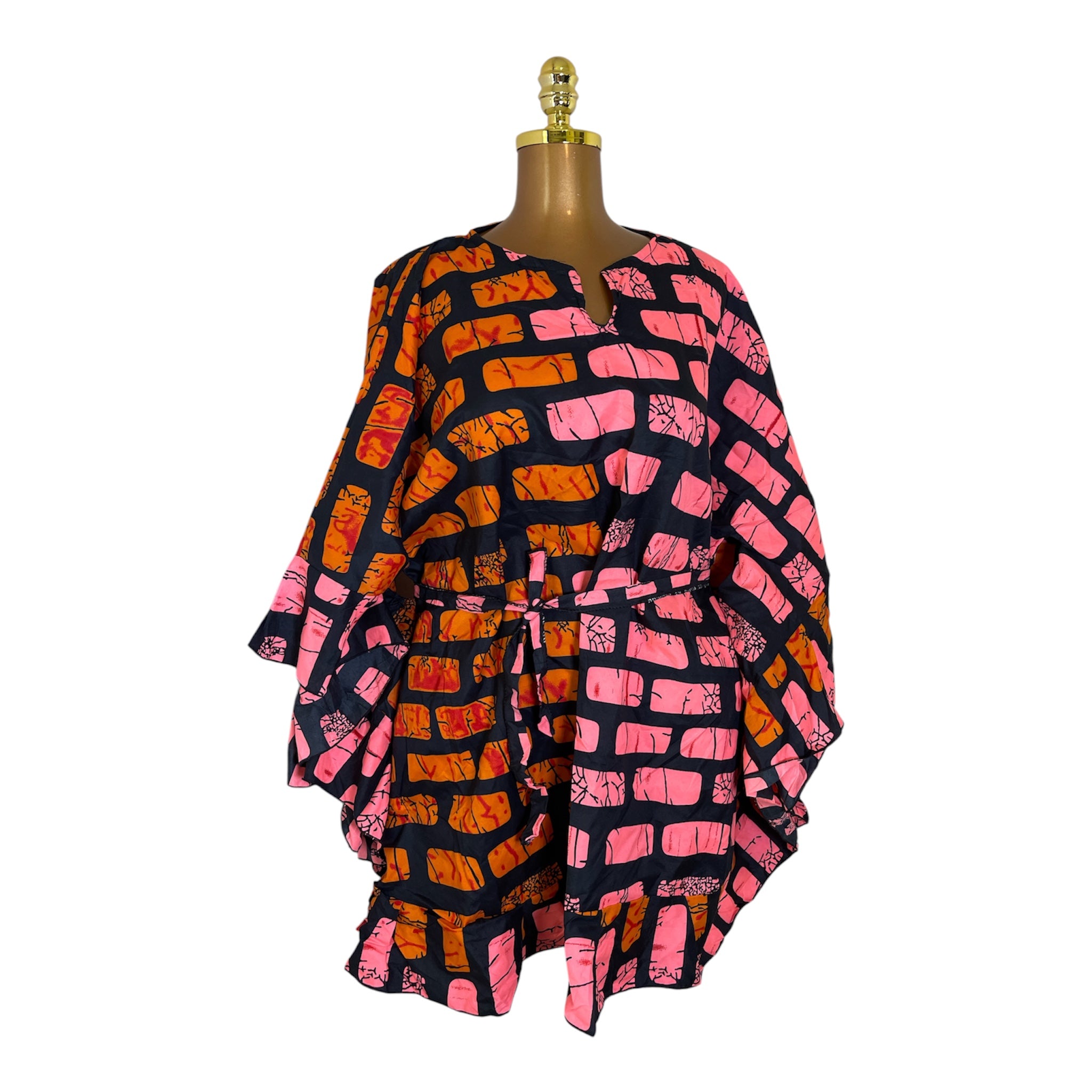 TRENDY CIRCLE BUBU WITH RUFFLE AND BELT
