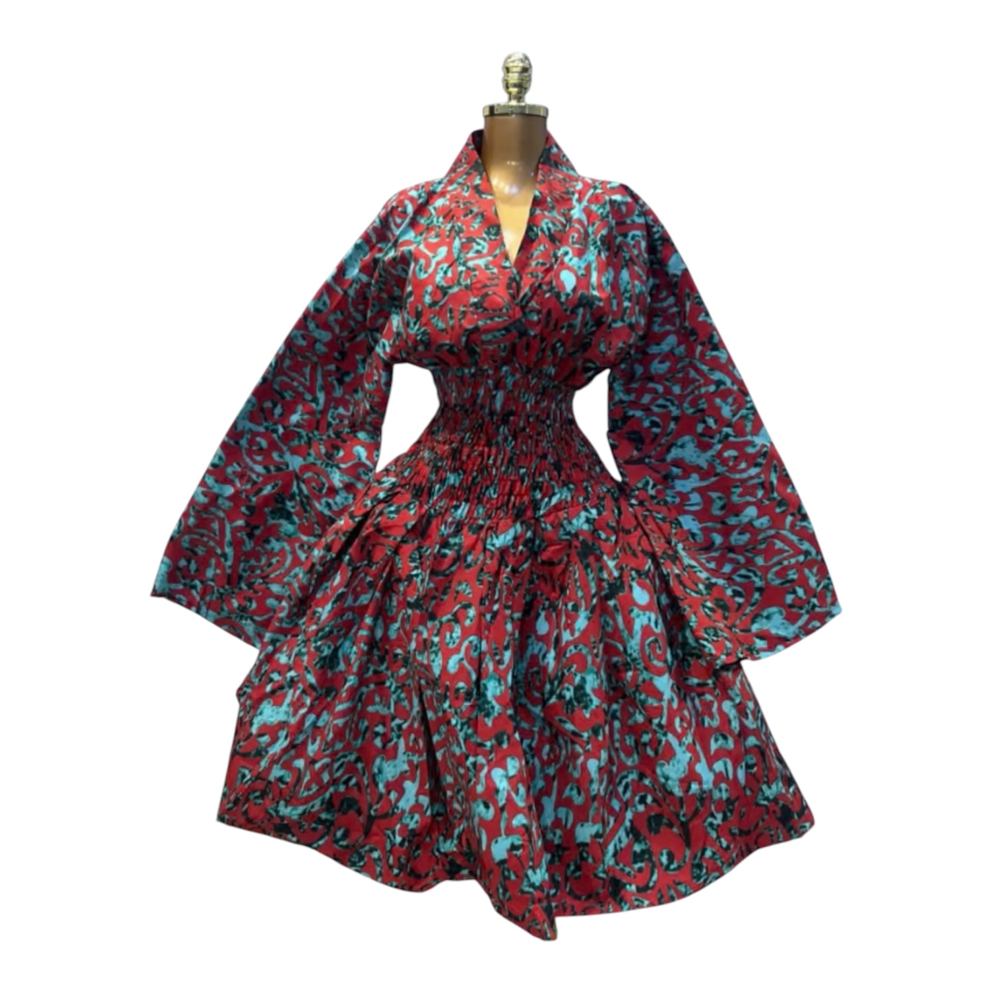 ASHANTI ANKARA KIMONO SMOKED DRESS