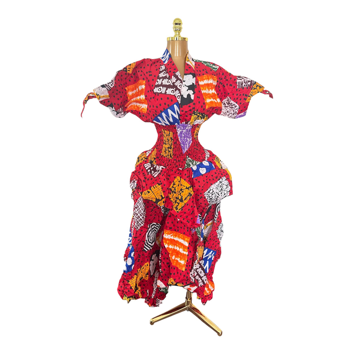 LOLA HANDKERCHIEF SKIRT DRESS WITH SHORT SLEEVES