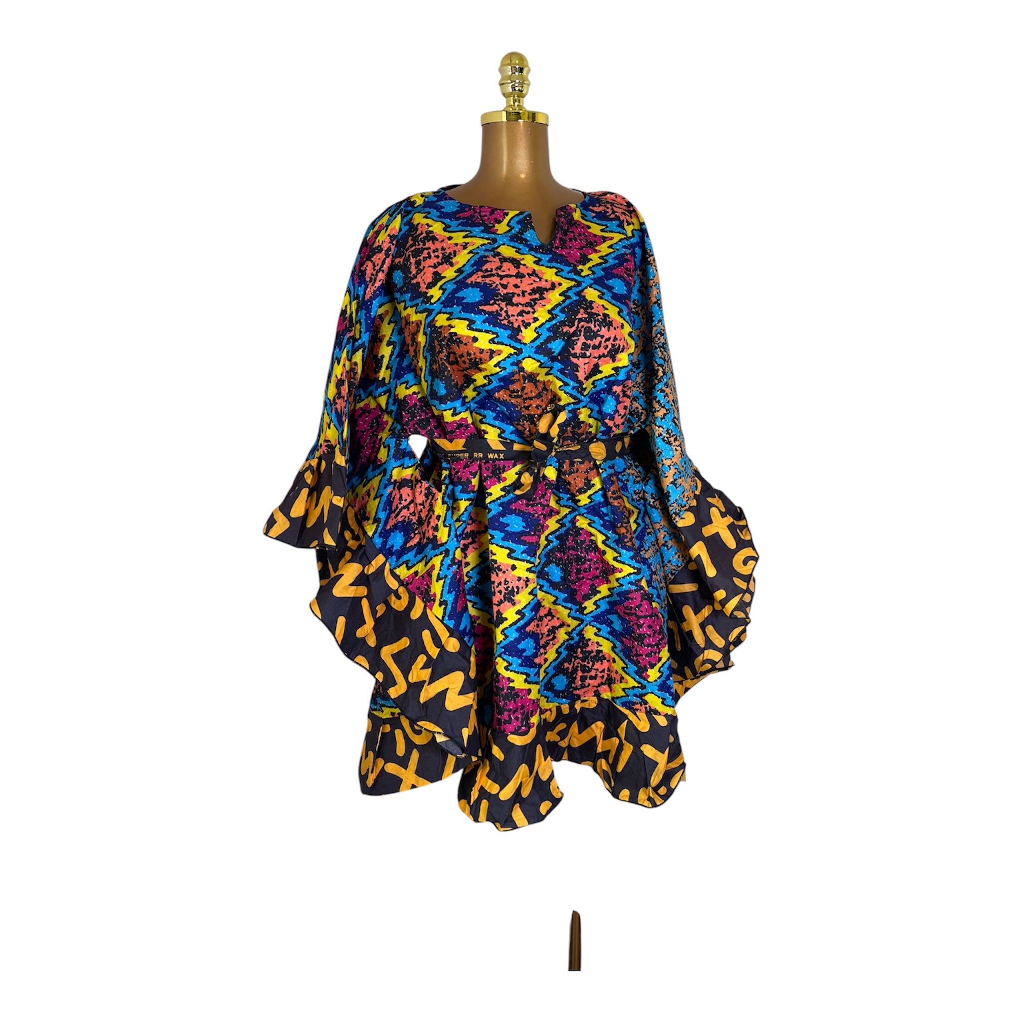 TRENDY CIRCLE BUBU WITH RUFFLE AND BELT