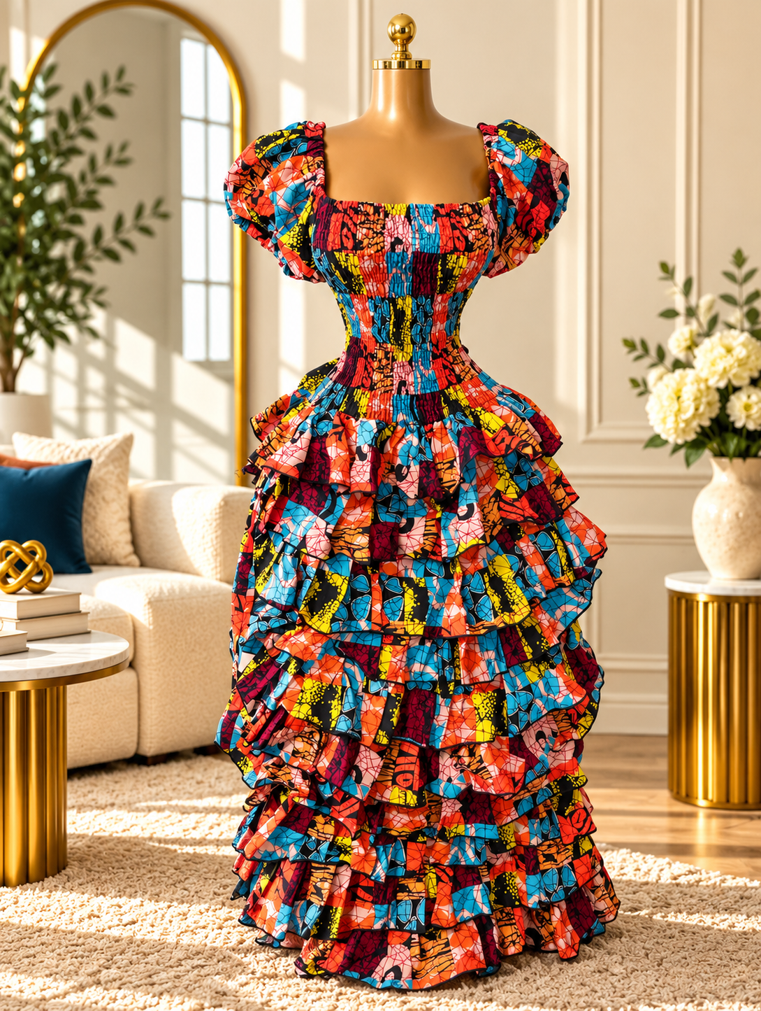 IYABO 9 steps OFF-SHOULDER Ankara dress