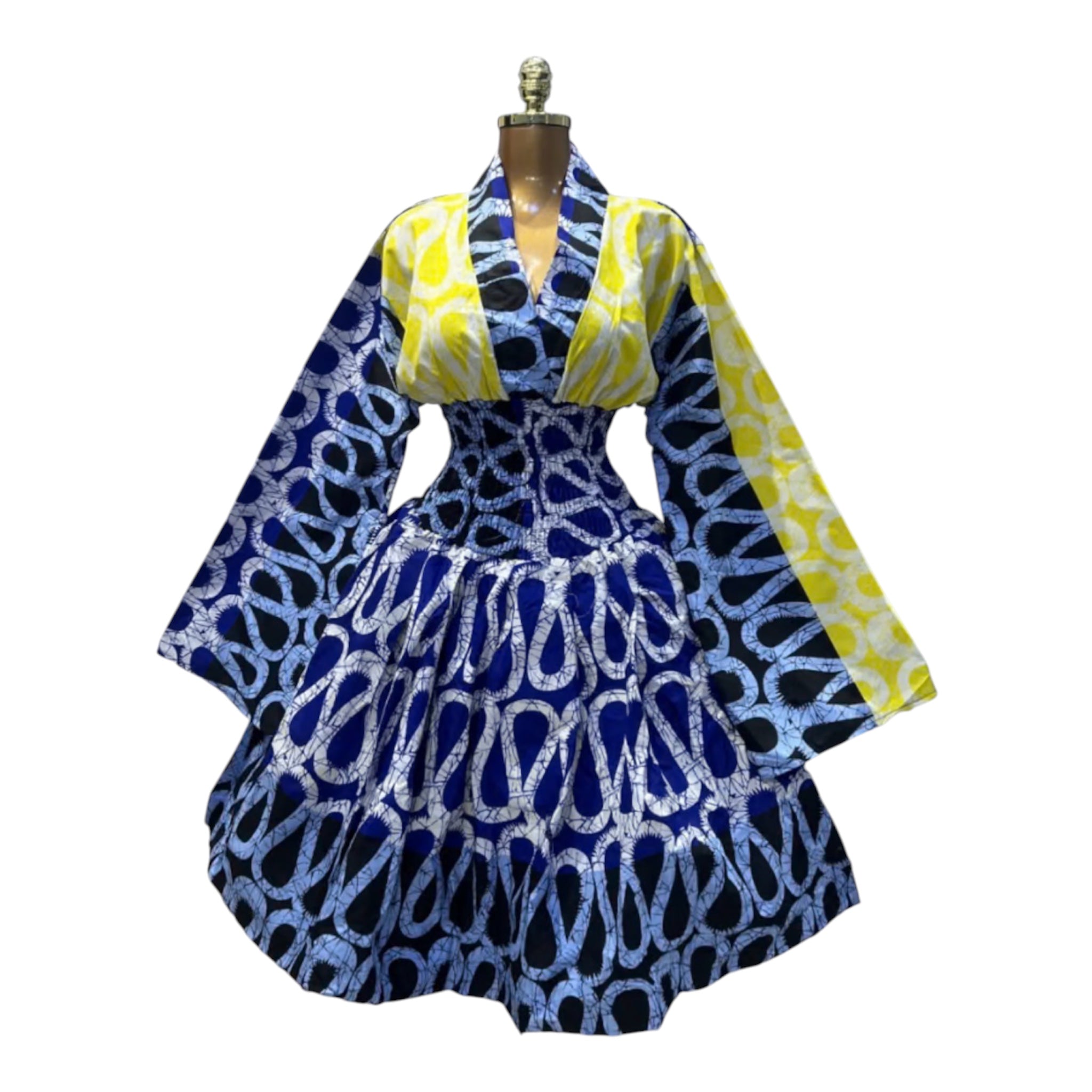 ASHANTI ANKARA KIMONO SMOKED DRESS