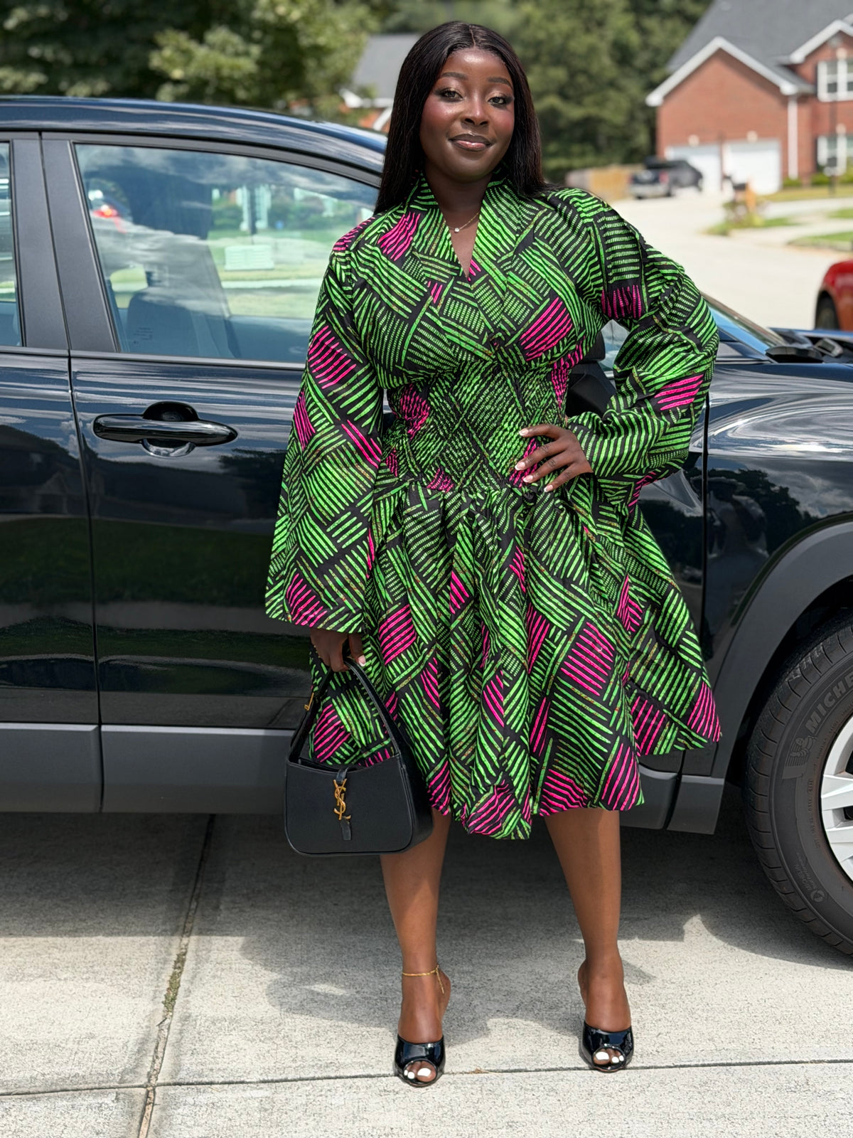 ASHANTI ANKARA KIMONO SMOKED DRESS