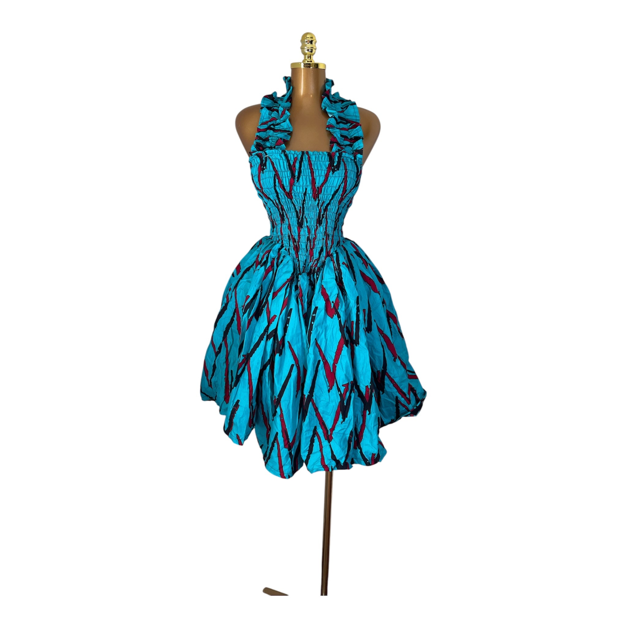 LOLA HALTER NECK SMOKED DRESS