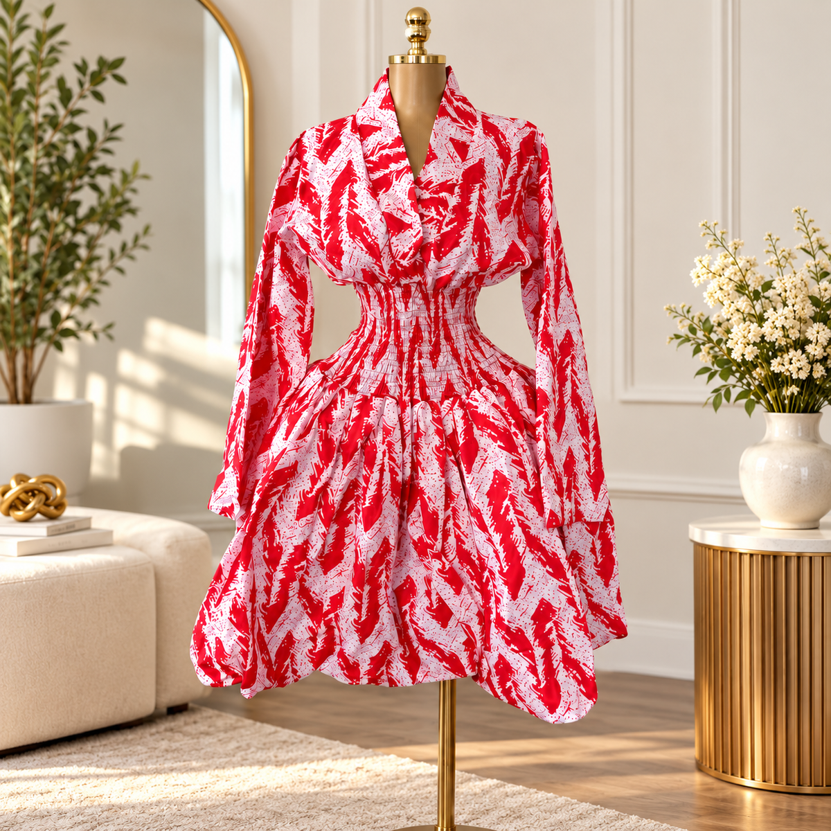 ASHANTI ANKARA KIMONO SMOKED DRESS