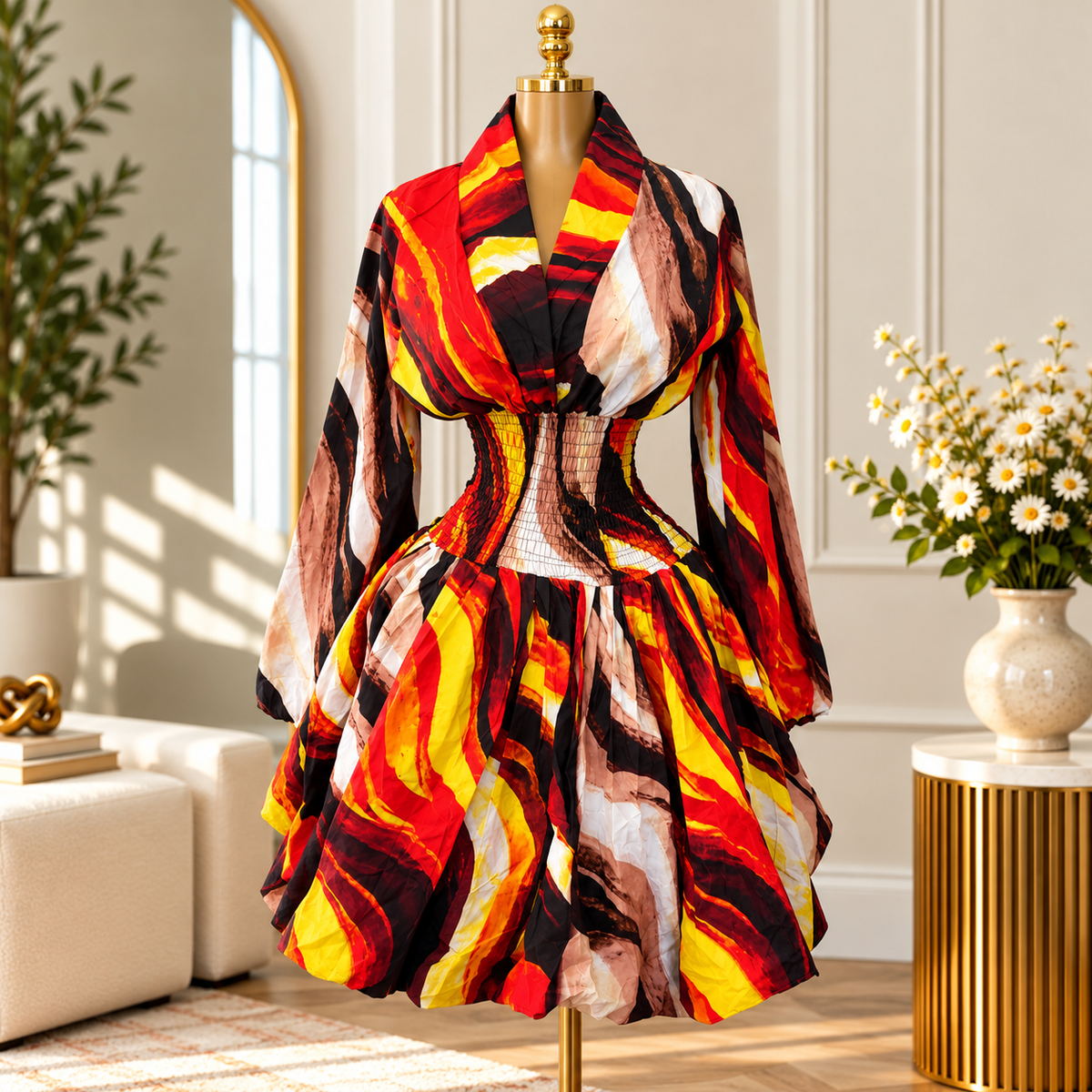 ASHANTI ANKARA KIMONO SMOKED DRESS