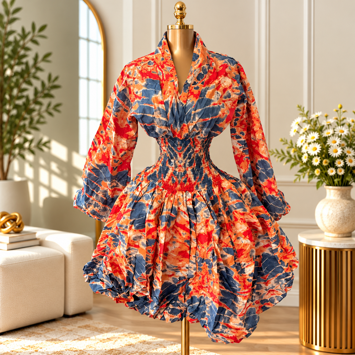 ASHANTI ANKARA KIMONO SMOKED DRESS