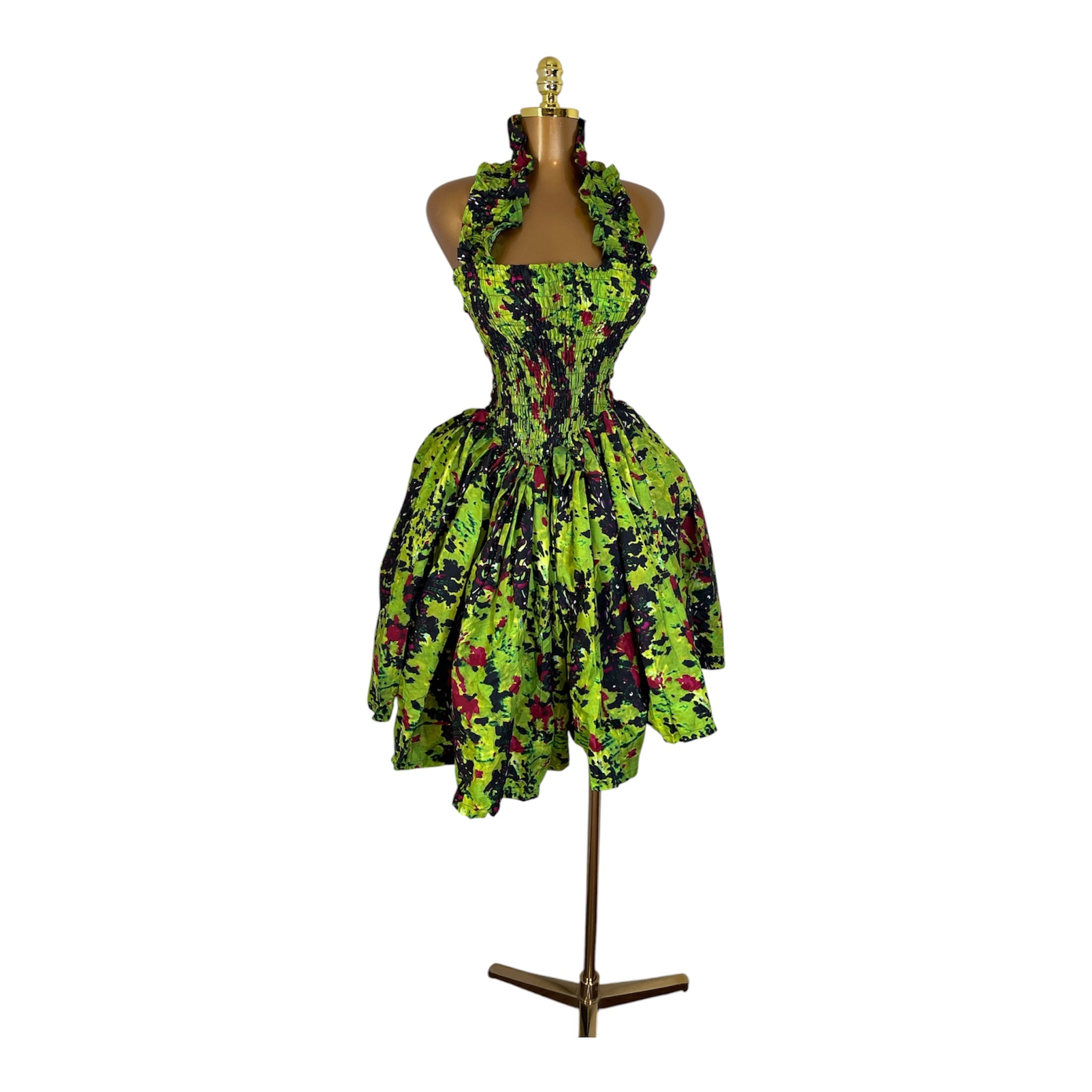LOLA HALTER NECK SMOKED DRESS
