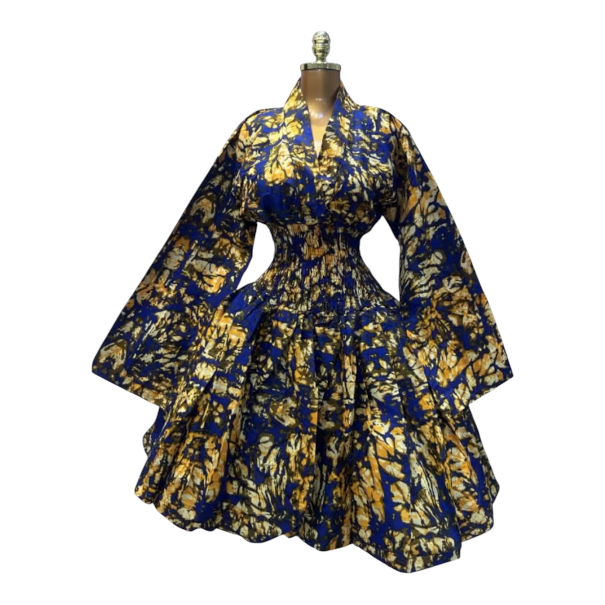 ASHANTI ANKARA KIMONO SMOKED DRESS