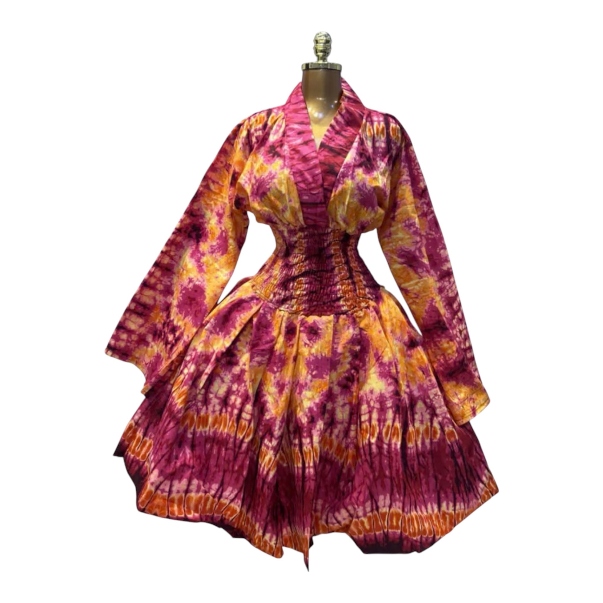 ASHANTI ANKARA KIMONO SMOKED DRESS