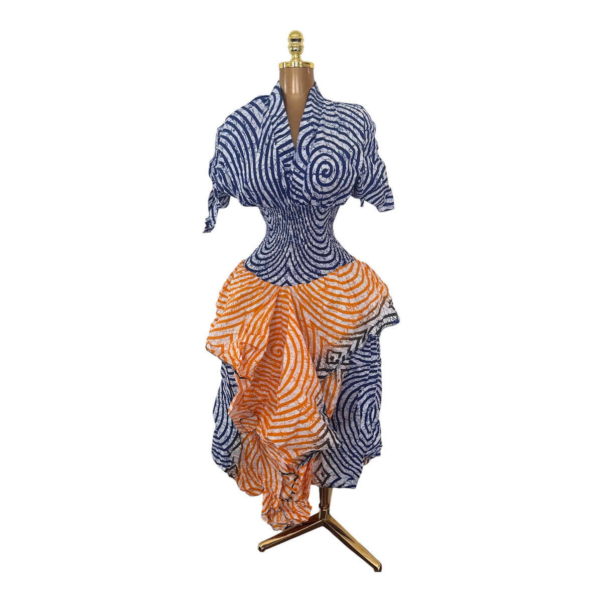 LOLA HANDKERCHIEF SKIRT DRESS WITH SHORT SLEEVES