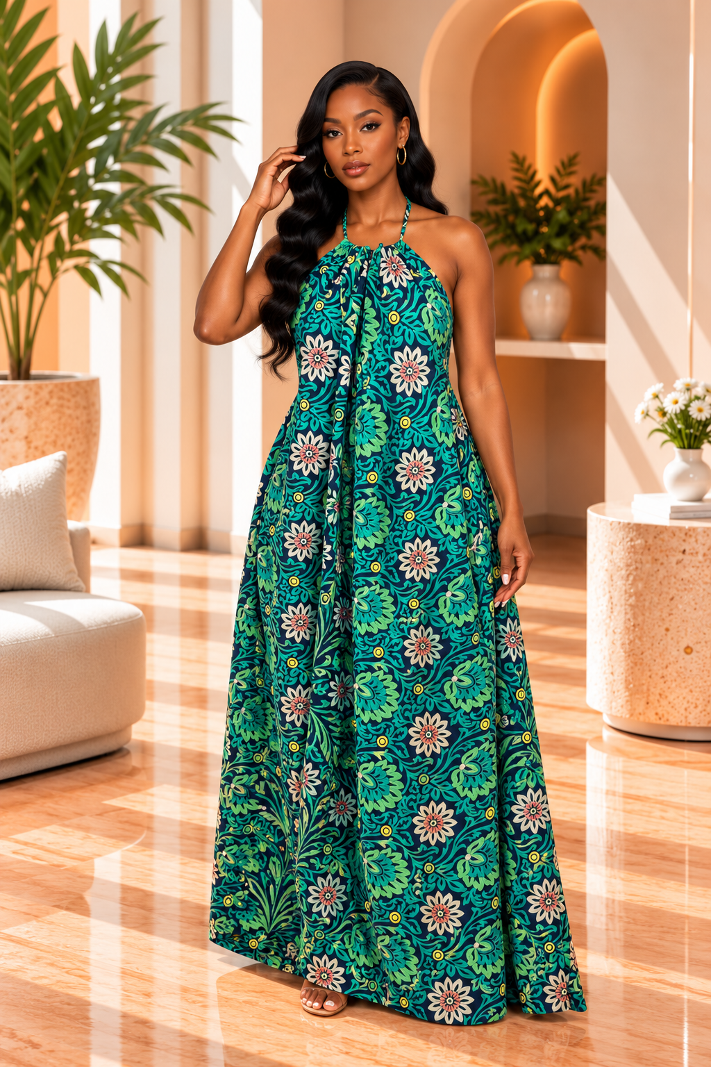 Ada Halter neck dress floor length