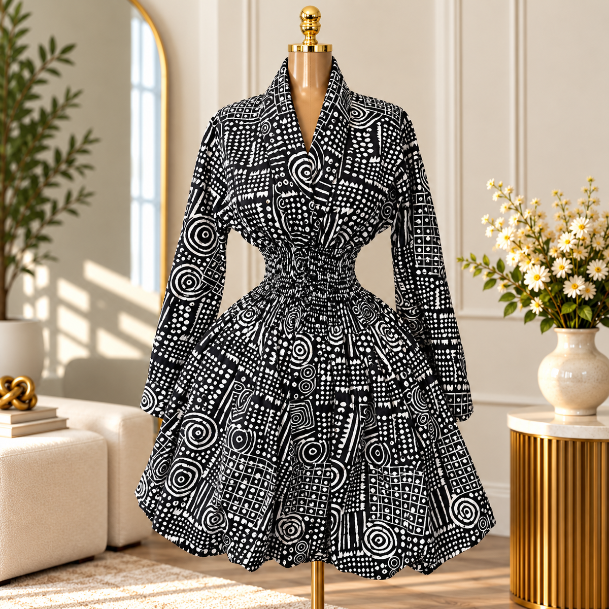 ASHANTI ANKARA KIMONO SMOKED DRESS