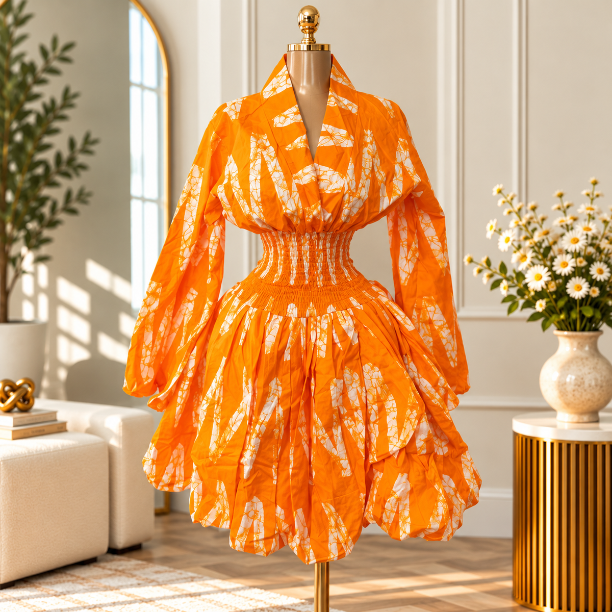 ASHANTI ANKARA KIMONO SMOKED DRESS