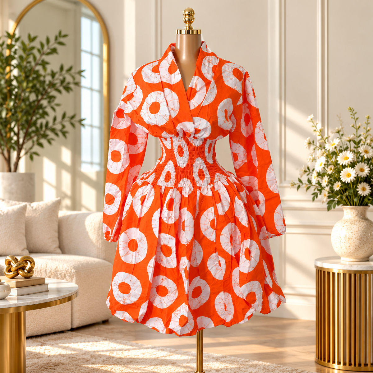 ASHANTI ANKARA KIMONO SMOKED DRESS