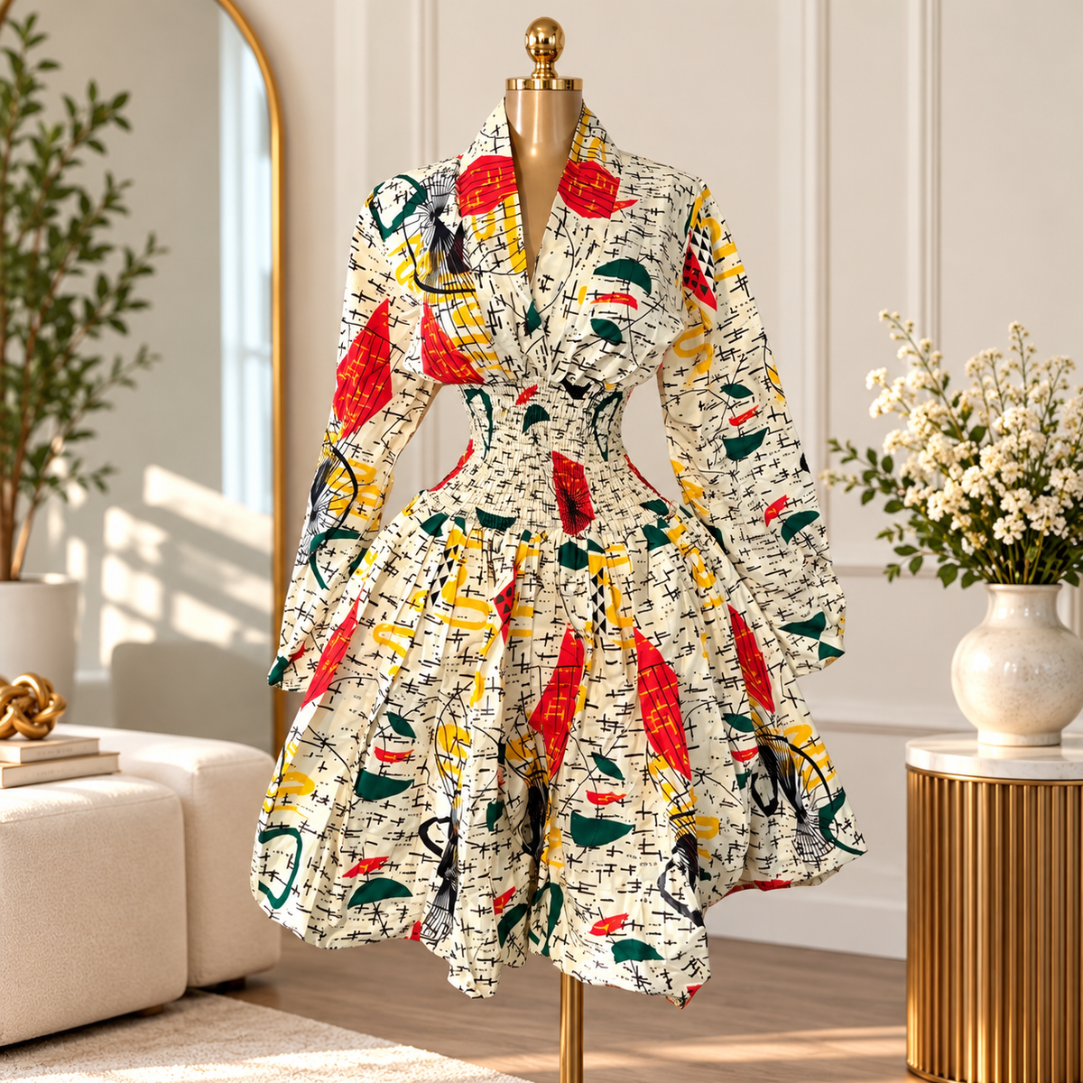 ASHANTI ANKARA KIMONO SMOKED DRESS