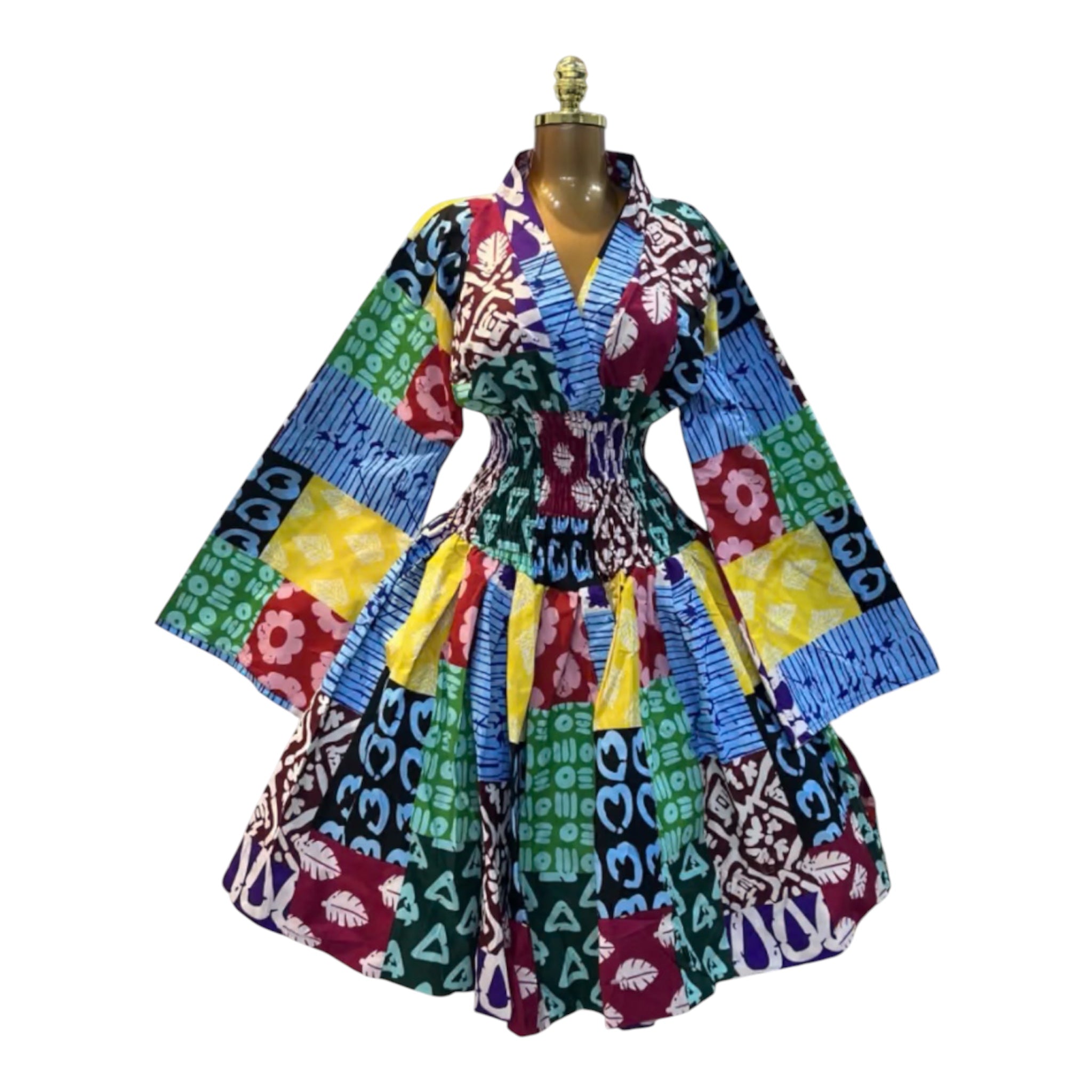 ASHANTI ANKARA KIMONO SMOKED DRESS