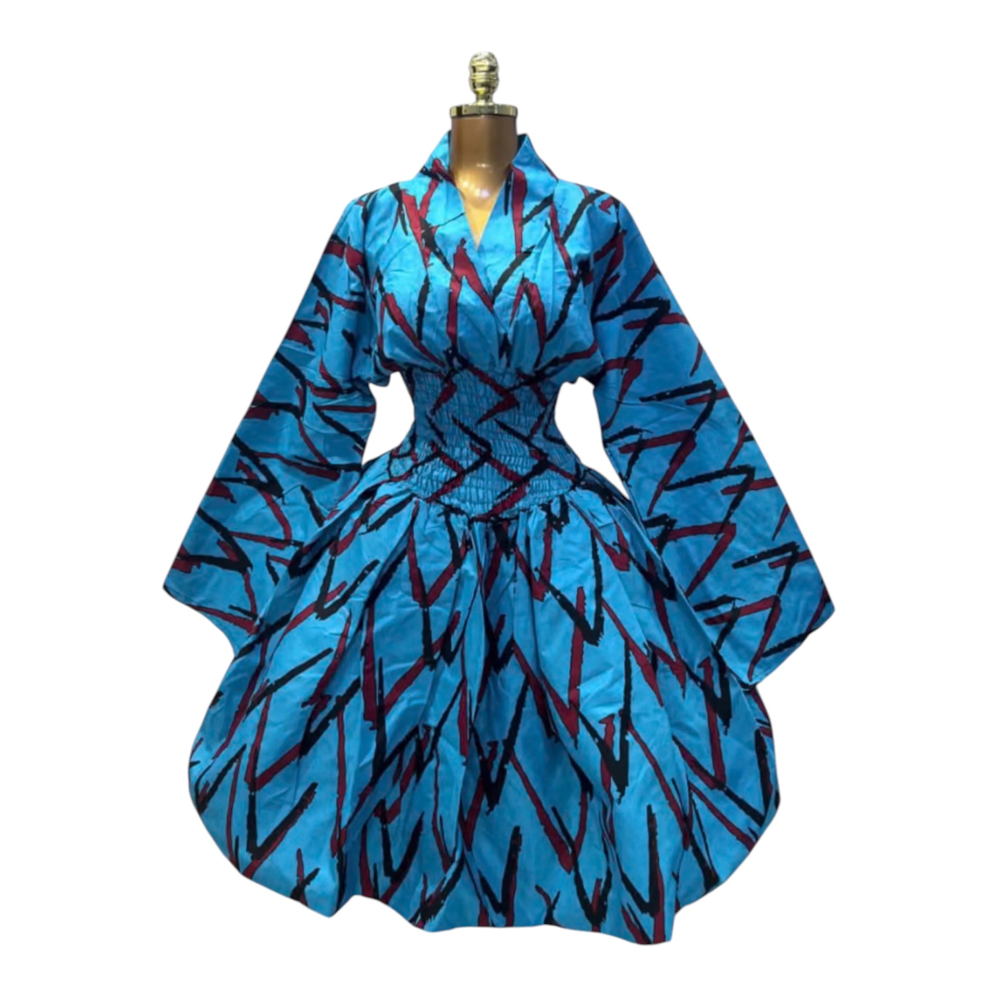 ASHANTI ANKARA KIMONO SMOKED DRESS