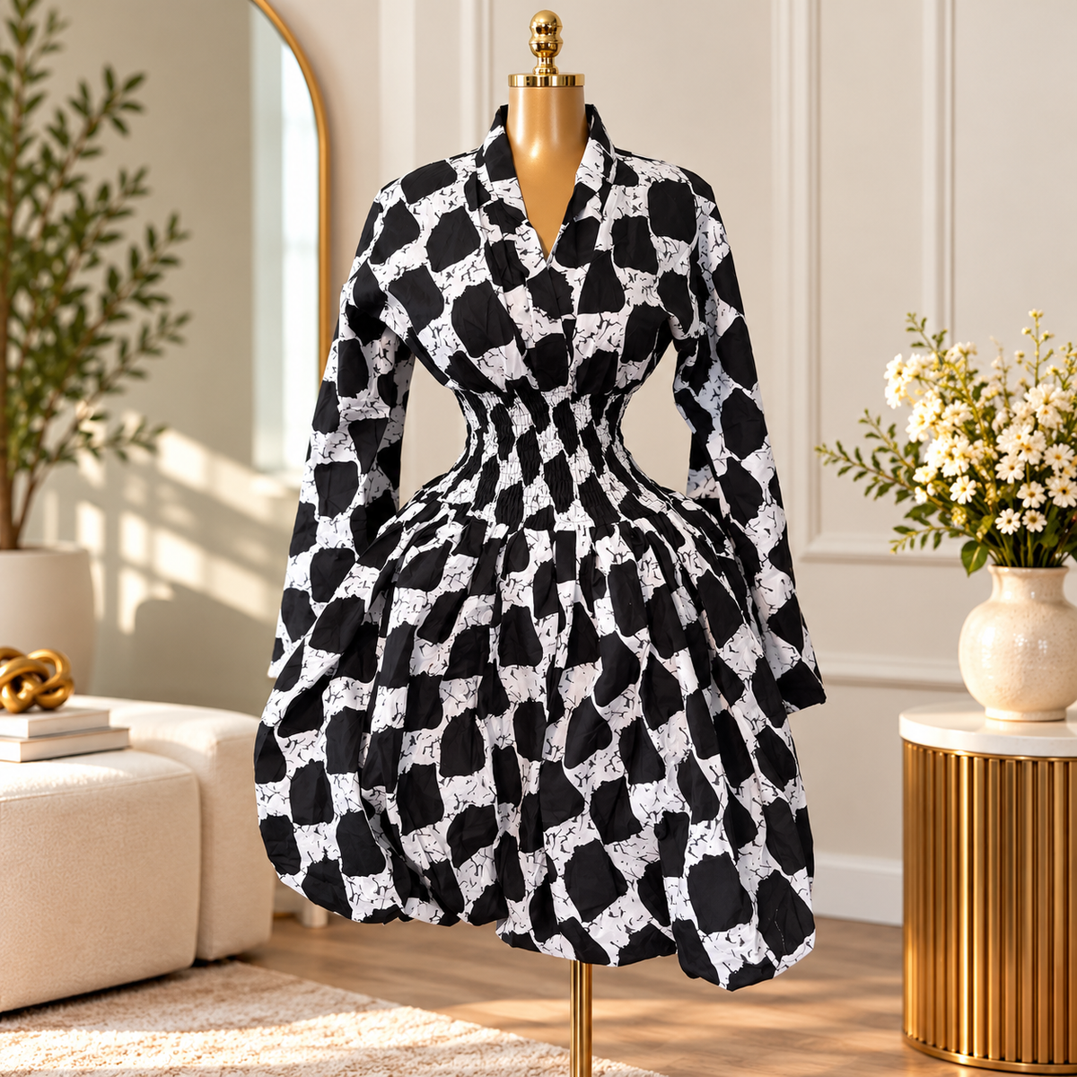 ASHANTI ANKARA KIMONO SMOKED DRESS