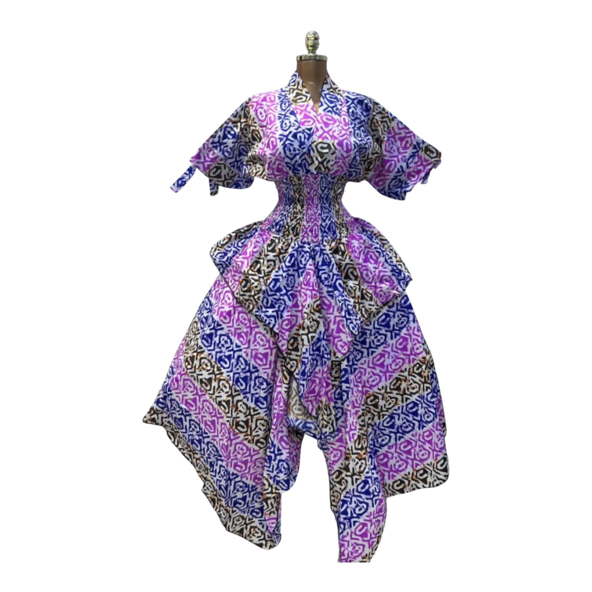 LOLA HANDKERCHIEF SKIRT DRESS WITH DRAWSTRINGs
