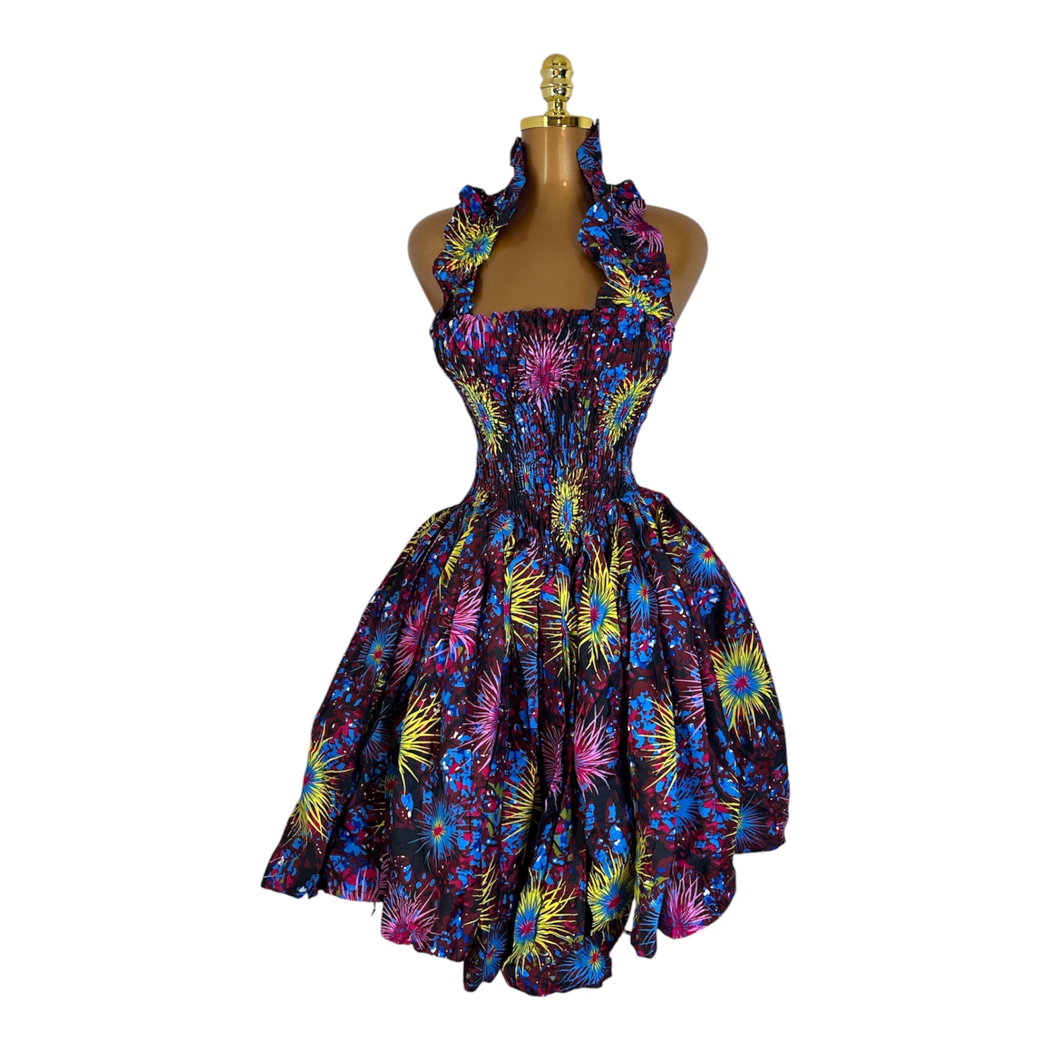 LOLA HALTER NECK SMOKED DRESS