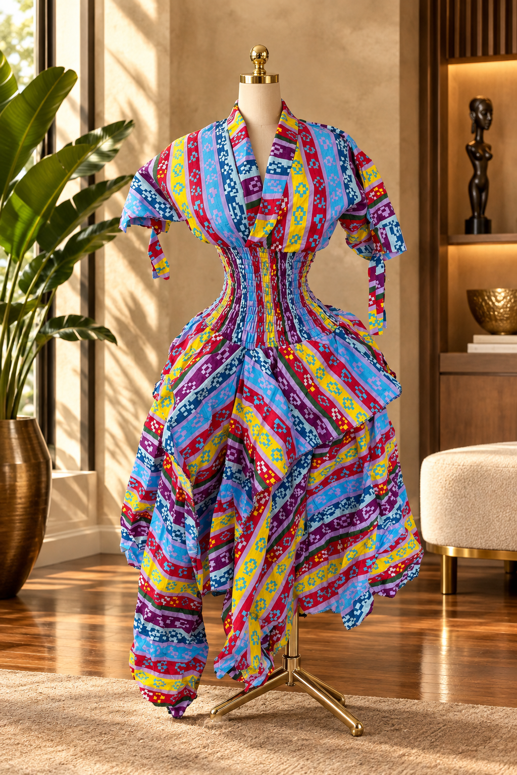 LOLA HANDKERCHIEF SKIRT DRESS WITH SHORT SLEEVES