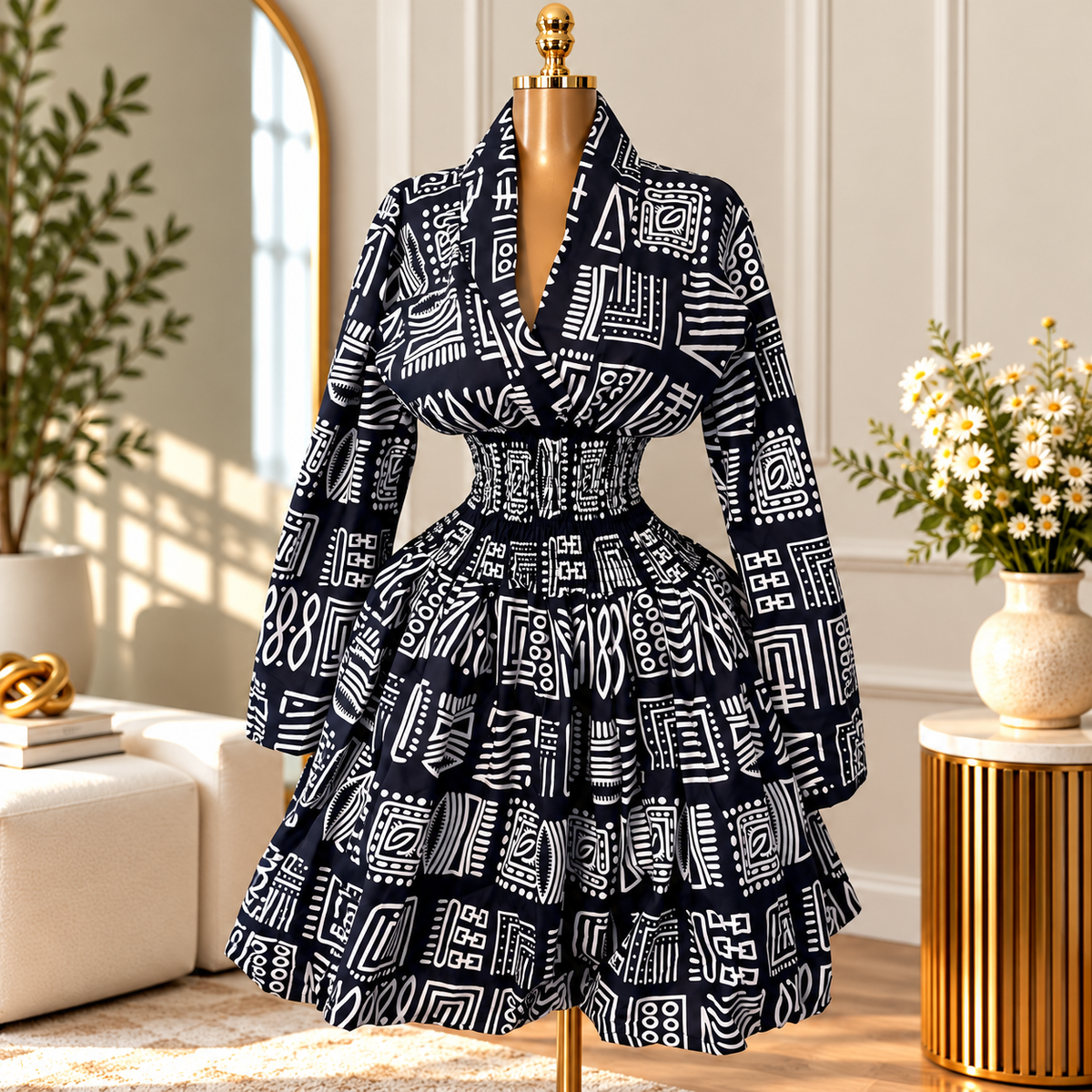 ASHANTI ANKARA KIMONO SMOKED DRESS