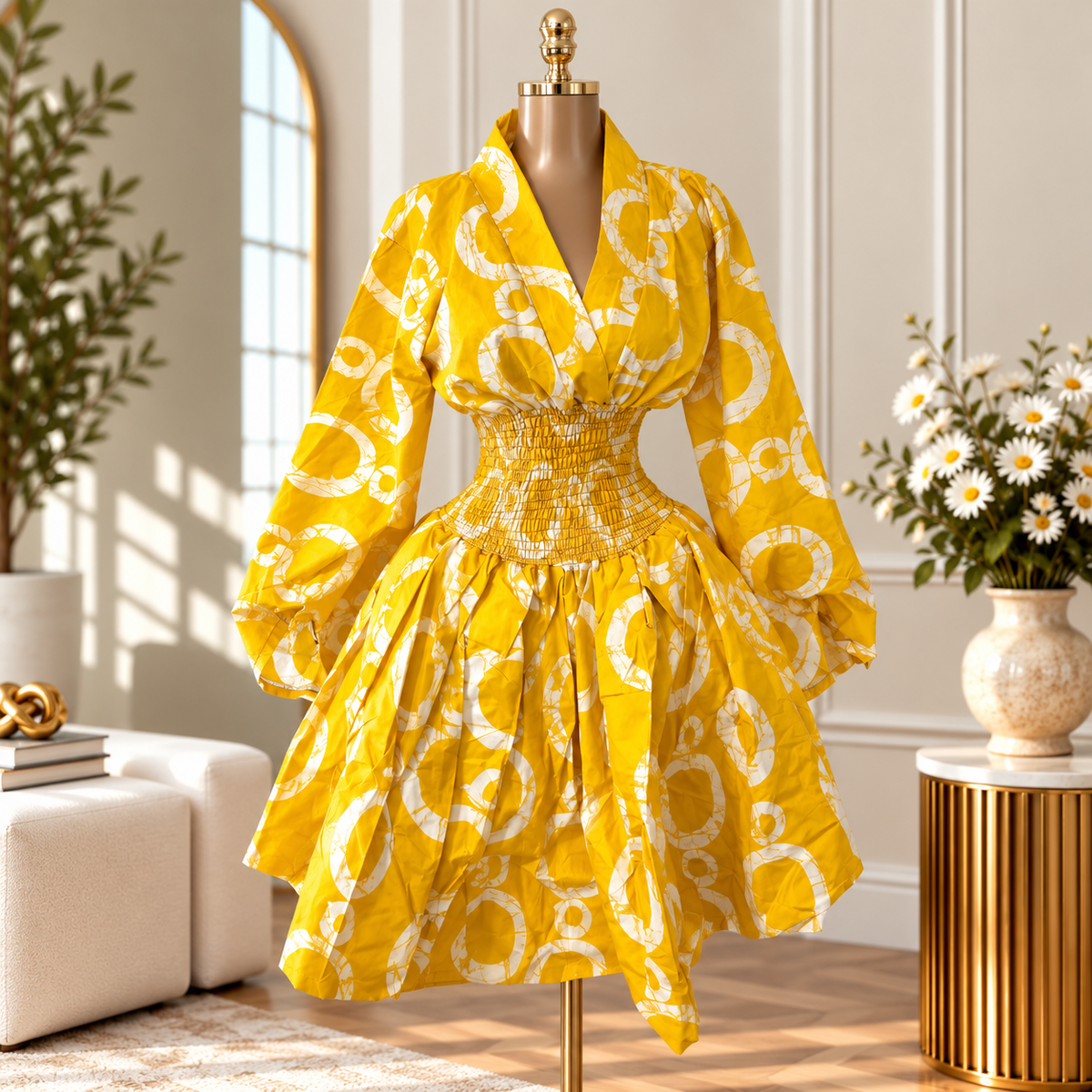 ASHANTI ANKARA KIMONO SMOKED DRESS