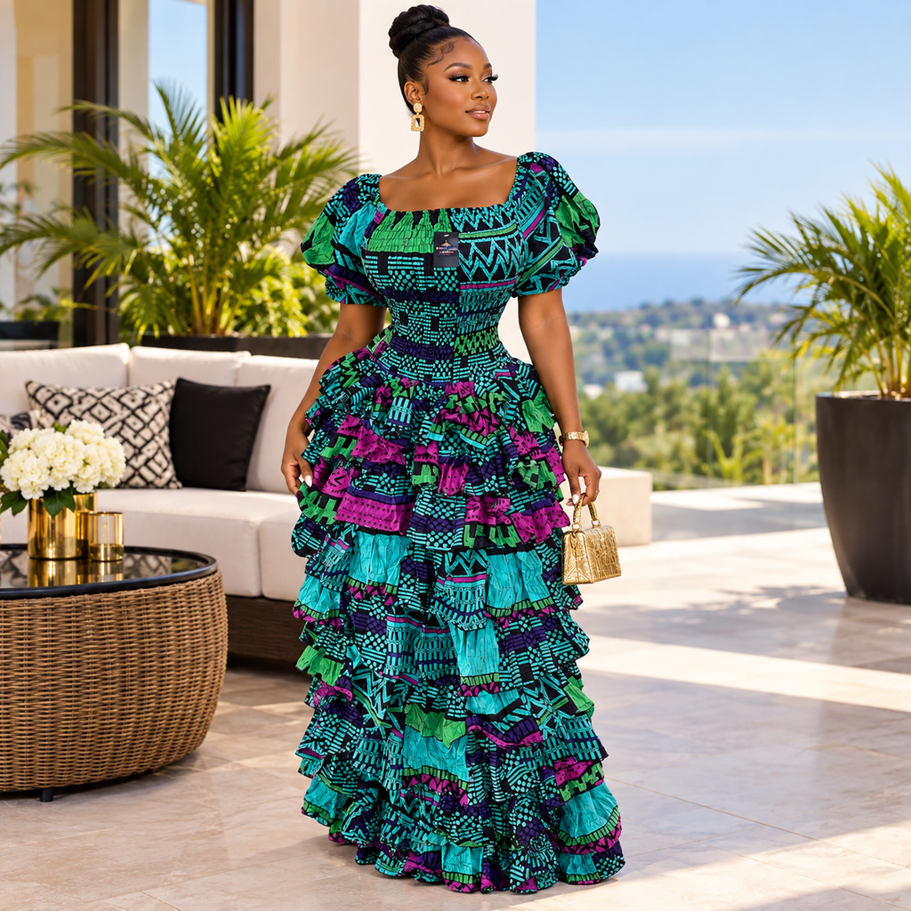IYABO 9 steps OFF-SHOULDER Ankara dress