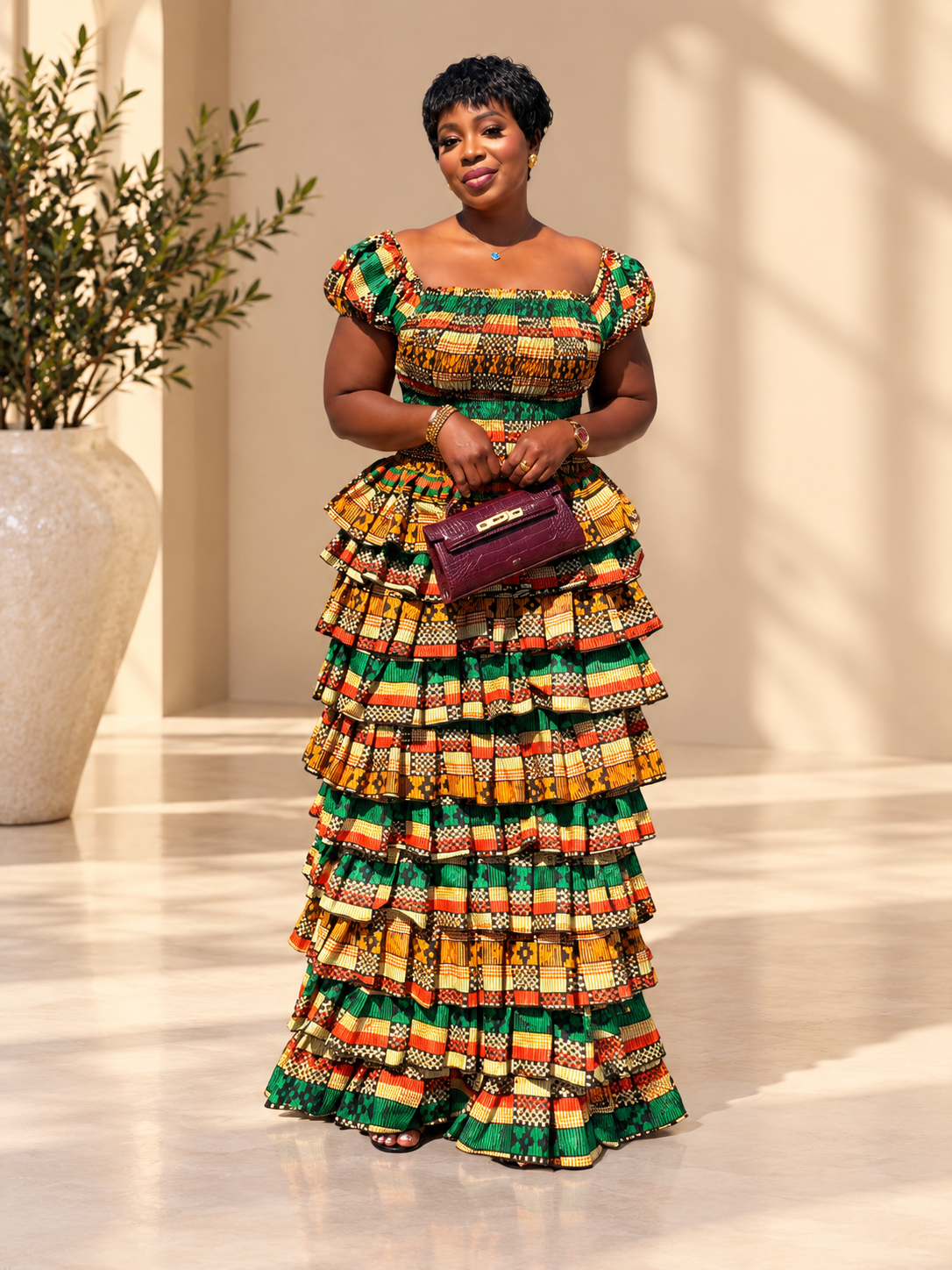 IYABO 9 steps OFF-SHOULDER Ankara dress