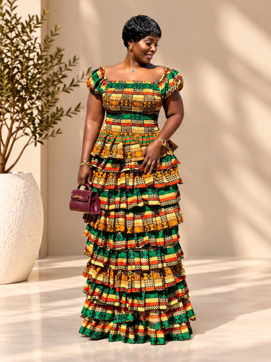 IYABO 9 steps OFF-SHOULDER Ankara dress