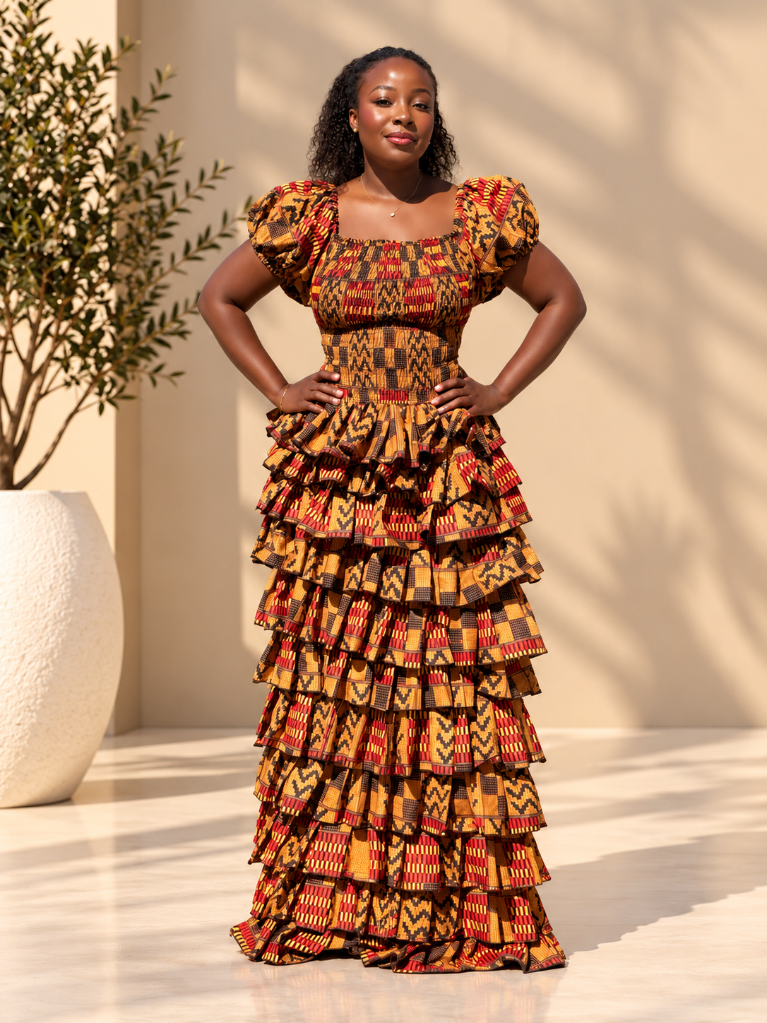IYABO 9 steps OFF-SHOULDER Ankara dress