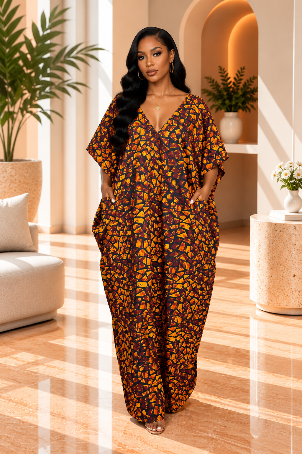 ANKARA CROSS BACK BUBU DRESS